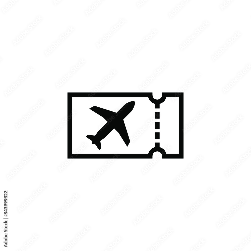 Boarding pass icon  in black flat shape design isolated on white background 