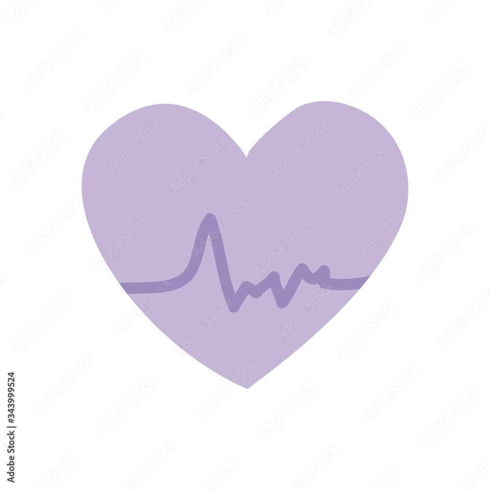 Heart with pulse flat style icon vector design Heart with pulse flat style icon vector design