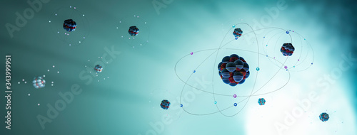 Fotografiet 3D illustration of an atom