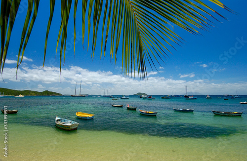 Buzios, Rio de Janeiro, Brazil on November 27, 2005. Armação beach with colorful fishing boats photo