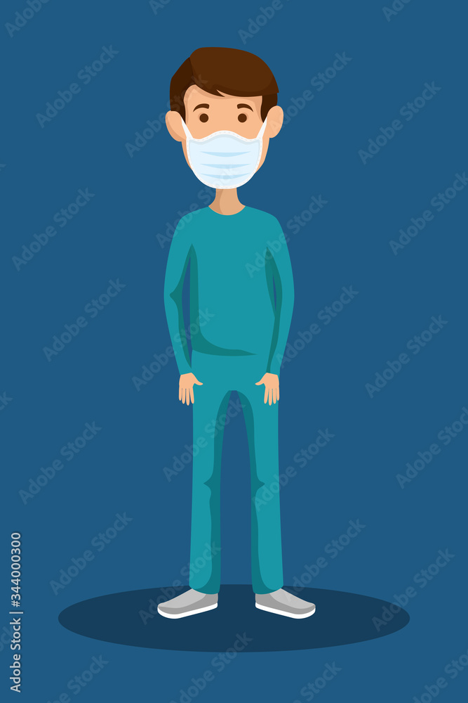 male paramedic using face mask isolated icon vector illustration design male paramedic using face mask isolated icon vector illustration design