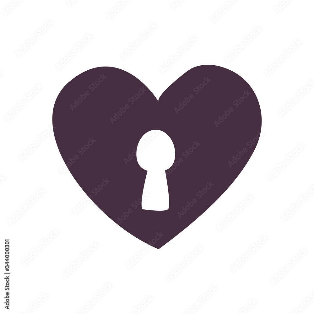Padlock heart line style icon vector design Padlock heart line style icon vector design