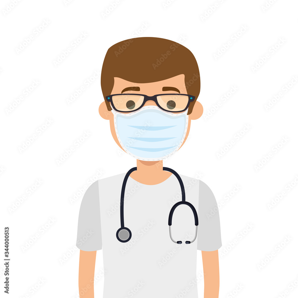 doctor male using face mask with stethoscope vector illustration design doctor male using face mask with stethoscope vector illustration design