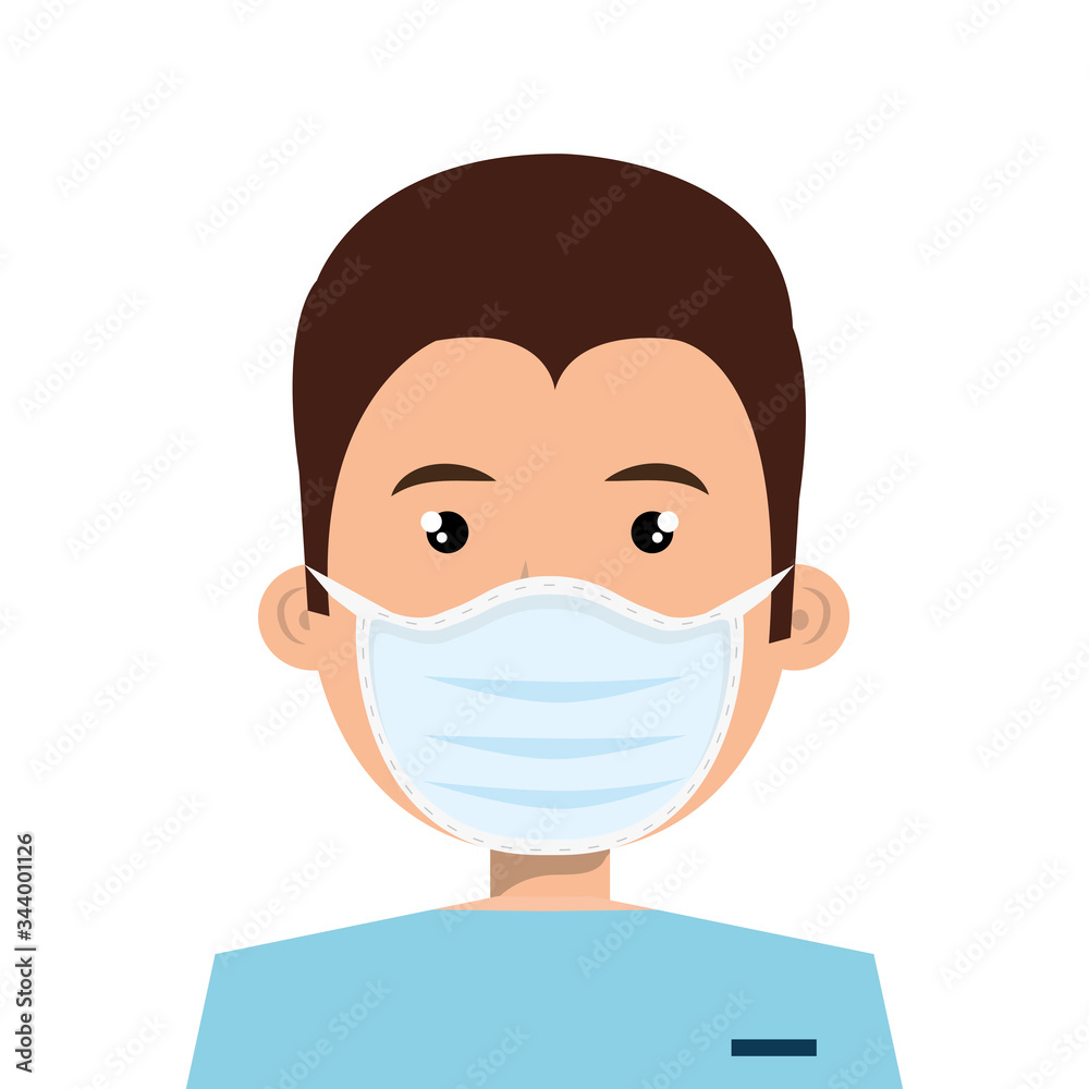 male paramedic using face mask isolated icon vector illustration design male paramedic using face mask isolated icon vector illustration design