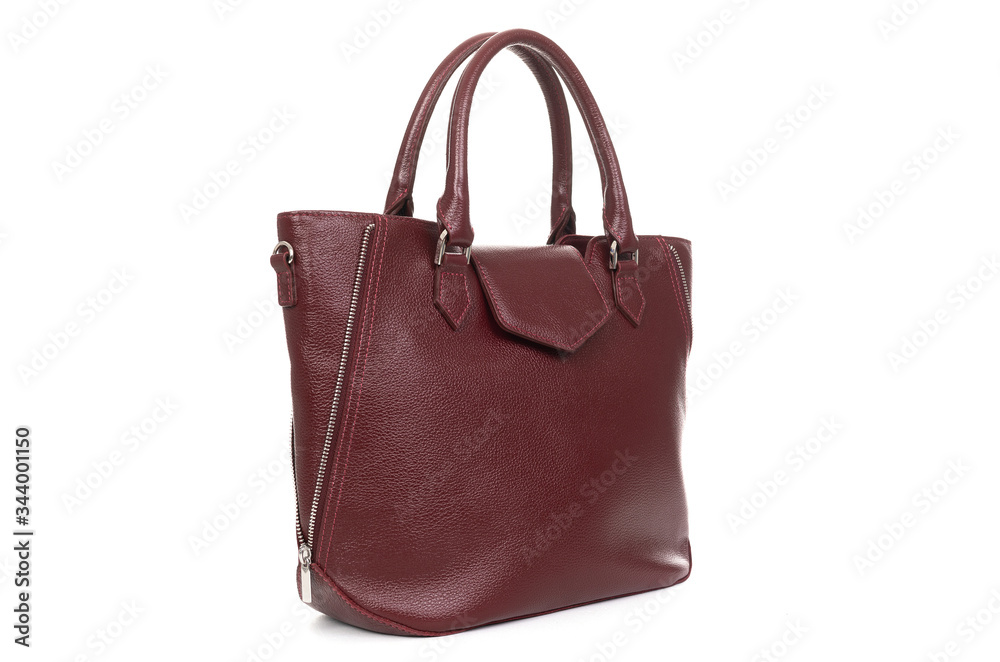 model of elegant leather women bag in red on a white background model of elegant leather women bag in red on a white background