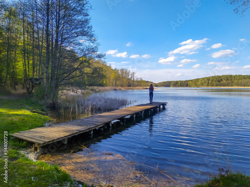 Drawa national park in Central Poland famous by its river streams and lakes photo