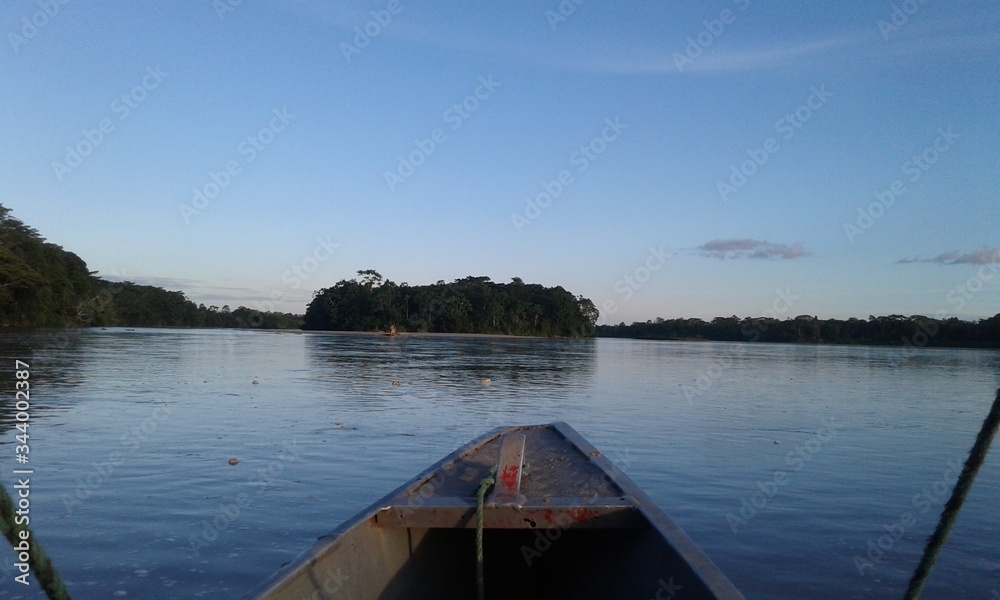 boats on the river Putumayo, Colombia
