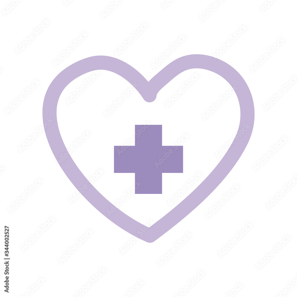 Heart with cross flat style icon vector design Heart with cross flat style icon vector design