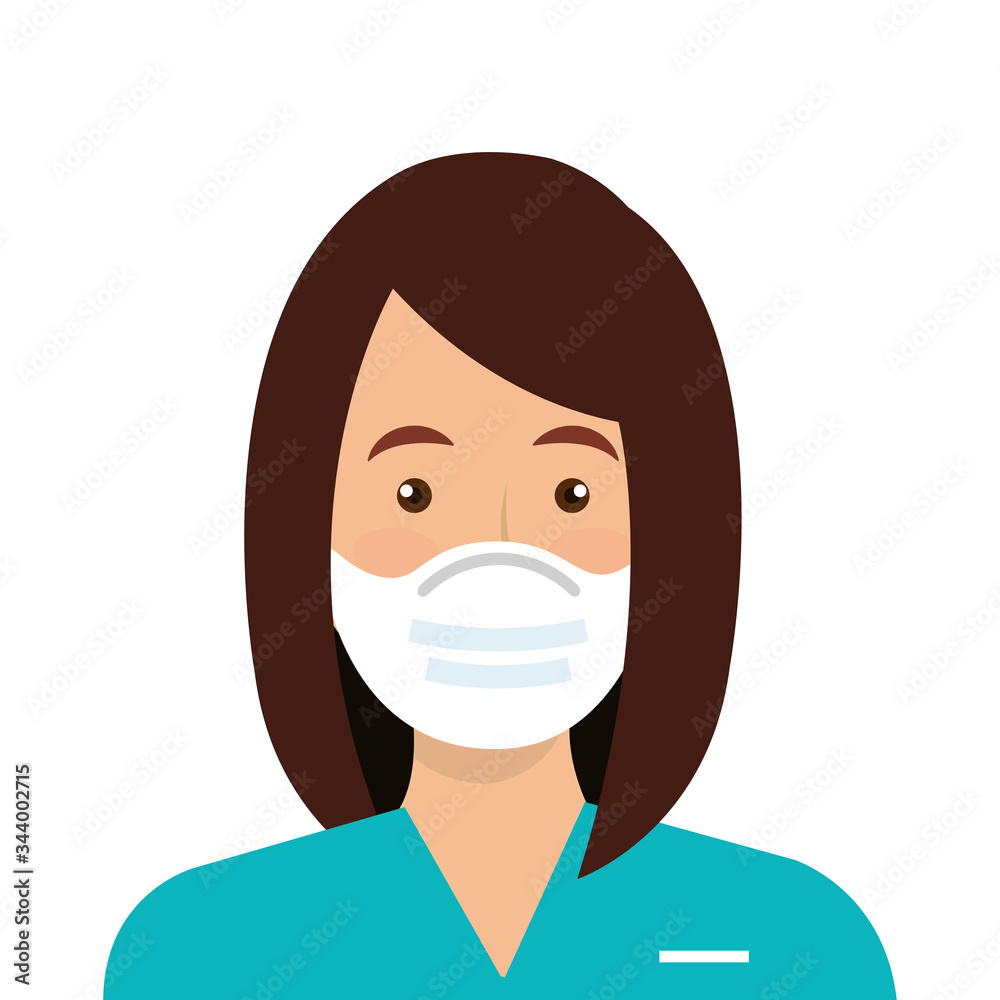 female paramedic using face mask isolated icon vector illustration design female paramedic using face mask isolated icon vector illustration design