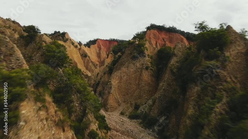 Bad-land-Huoyanshan Nature Reserve , Miaoli, Taiwan- Sanyi Huoyan Mountain. (aerial photography) photo