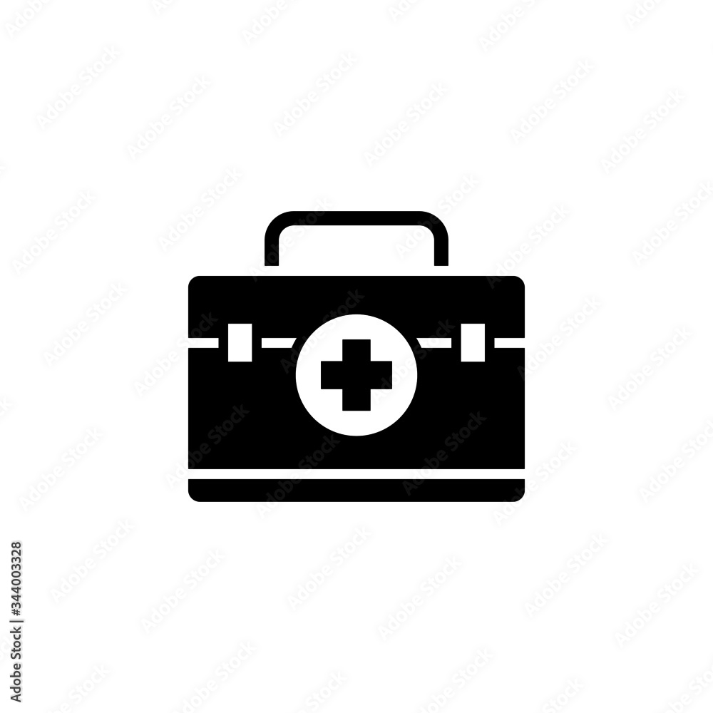 Medical kit icon vector in black flat shape design isolated on white background, Vector icon eps 10 Medical kit icon vector in black flat shape design isolated on white background, Vector icon eps 10