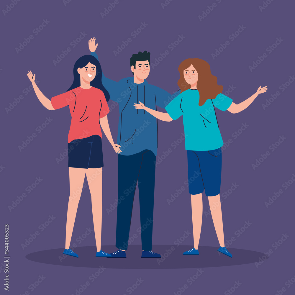 Fototapeta premium beautiful people together avatar characters vector illustration design