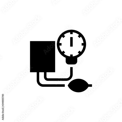 Blood pressure gauge icon vector  in black flat design icon, isolated on white background