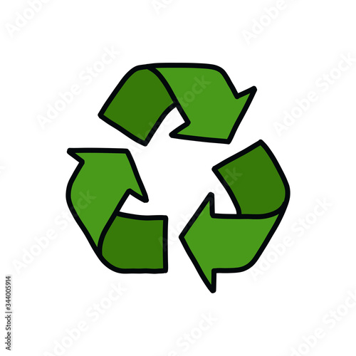 recycling symbol doodle icon, vector illustration