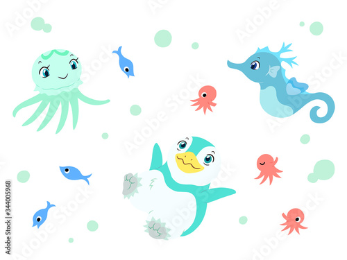 かわいい海の生き物セット © Jira