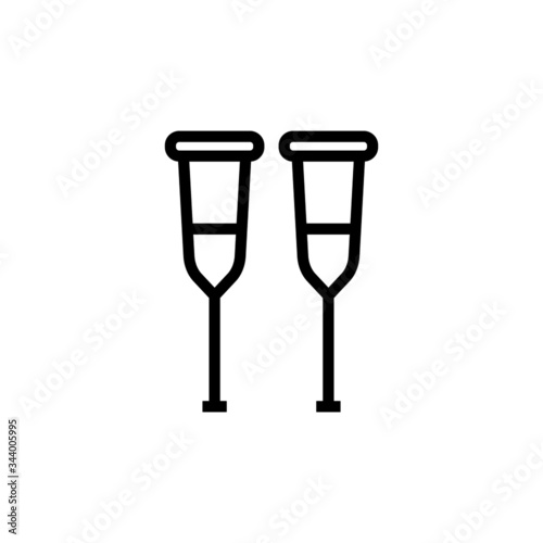 Crutches couple icon  in linear, outline style, isolated on white background
