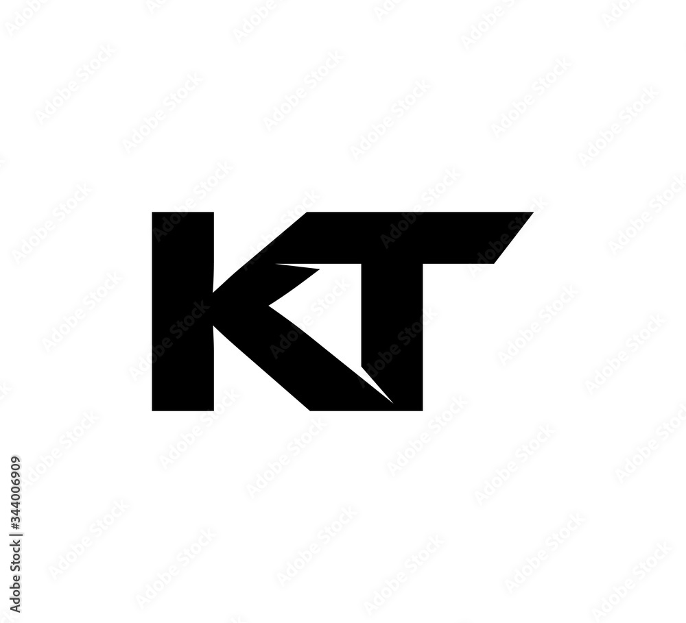 Initial 2 letter Logo Modern Simple Black KT Initial 2 letter Logo Modern Simple Black KT
