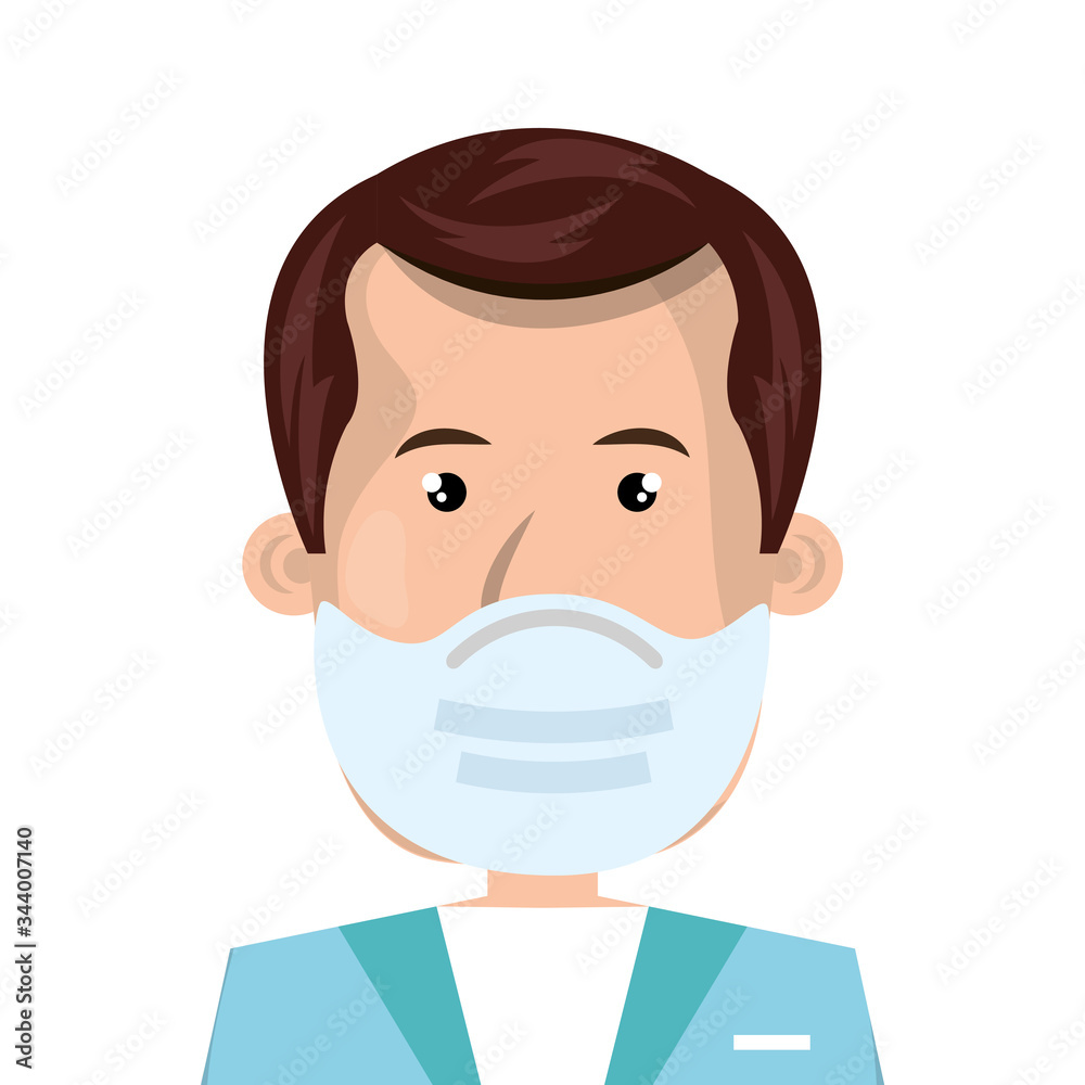male paramedic using face mask isolated icon vector illustration design male paramedic using face mask isolated icon vector illustration design