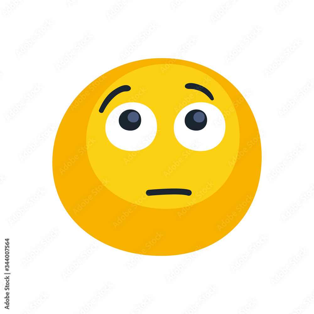 rolling eyes emoji face flat style icon vector design