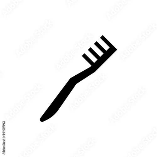 Tooth brush vector icon in black flat shape design isolated on white background
