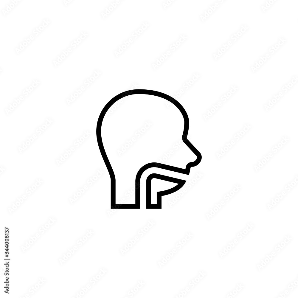 Pharynx icon vector in linear, outline style isolated on white background Pharynx icon vector in linear, outline style isolated on white background