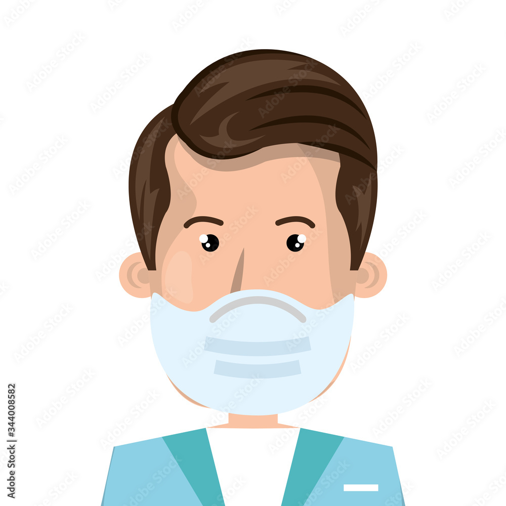 male paramedic using face mask isolated icon vector illustration design male paramedic using face mask isolated icon vector illustration design