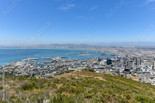 Cape Town Waterfront and Cape Town Downtown as seen from Signal Hill, South Africa