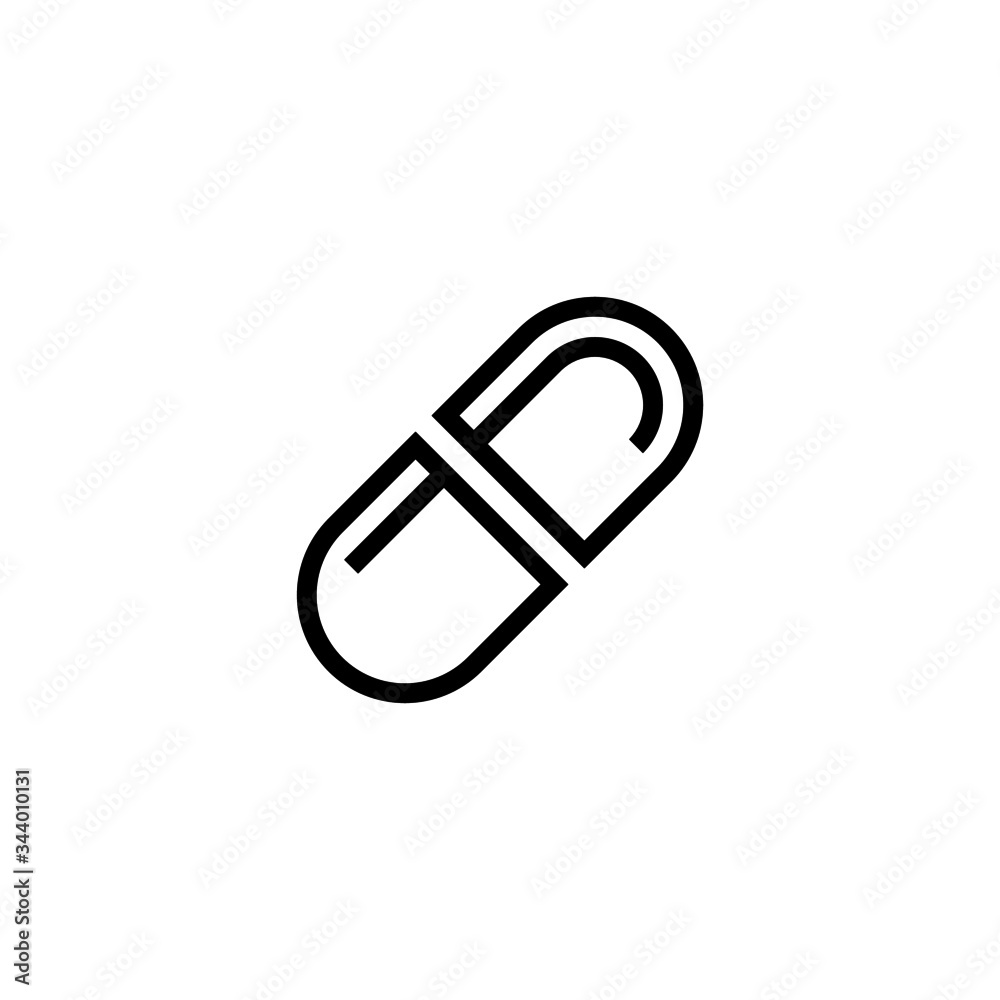 Pill vector icon in linear, outline style isolated on white background Pill vector icon in linear, outline style isolated on white background