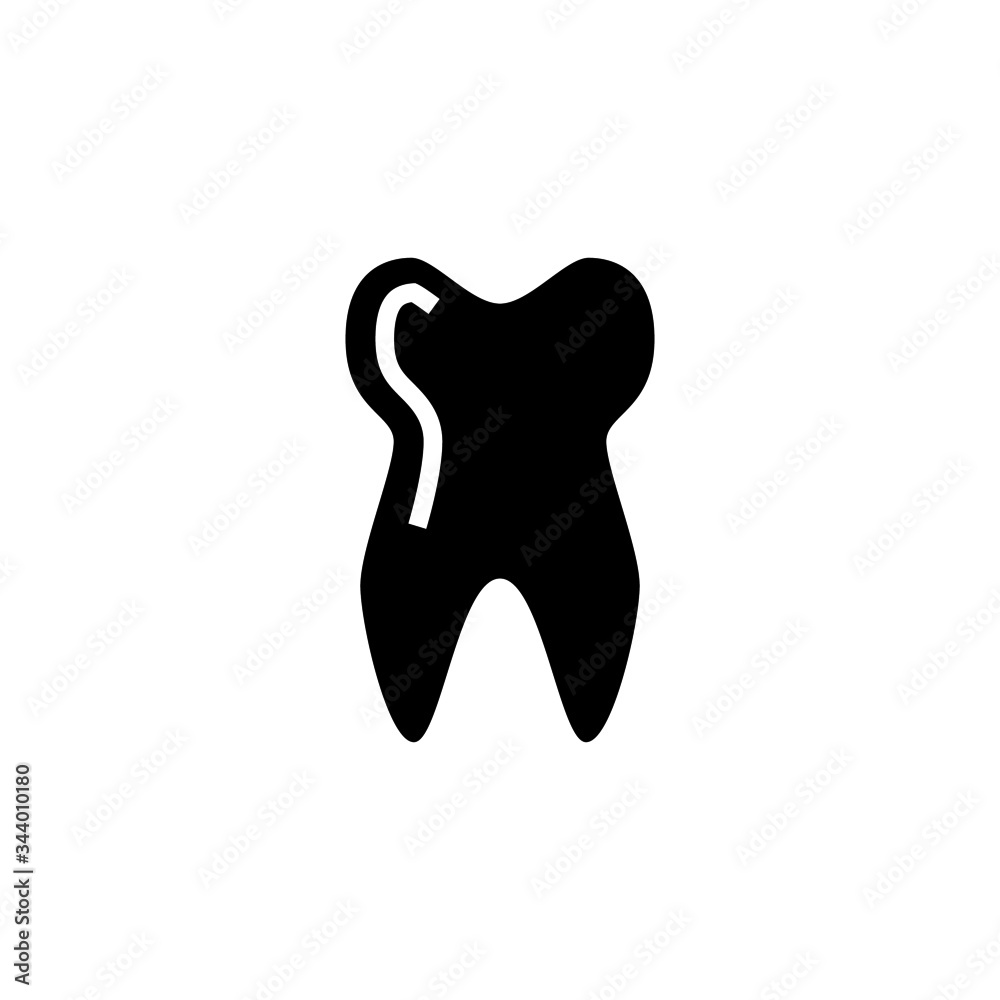 Fototapeta premium Tooth vector icon in black flat shape design isolated on white background