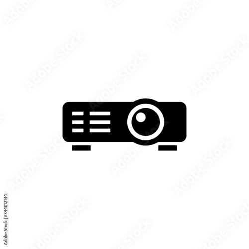 Projector vector icon in black flat shape design isolated on white background