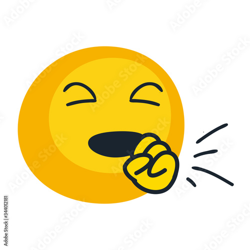 Emoji with dry cough flat style icon vector design