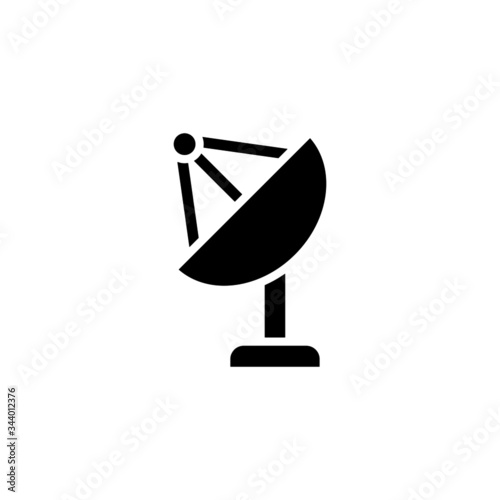 Satellite dish vector icon in black flat shape design isolated on white background
