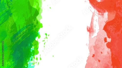 Immersive Zoom Effect Of Mexican Flag Animated Design With Green And Red Painted With Watercolor Over White Background Shifting With A Dolly Zoom Effect Moving Backwards And Forward At The Same Time