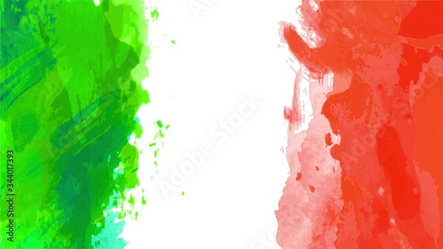 Diagonal Waiving Of Mexican Flag Animation With Green And Red Colors Painted With Watercolor On The Edge Of A White Canvas Leaving Open Space In The Middle With A Wave Moving Like Water In The Surfice photo