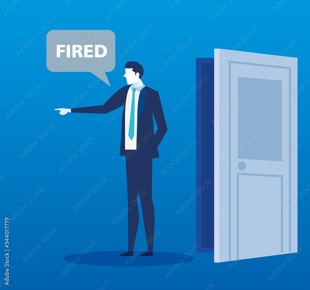 scene of fired of businessman avatar character vector illustration design
