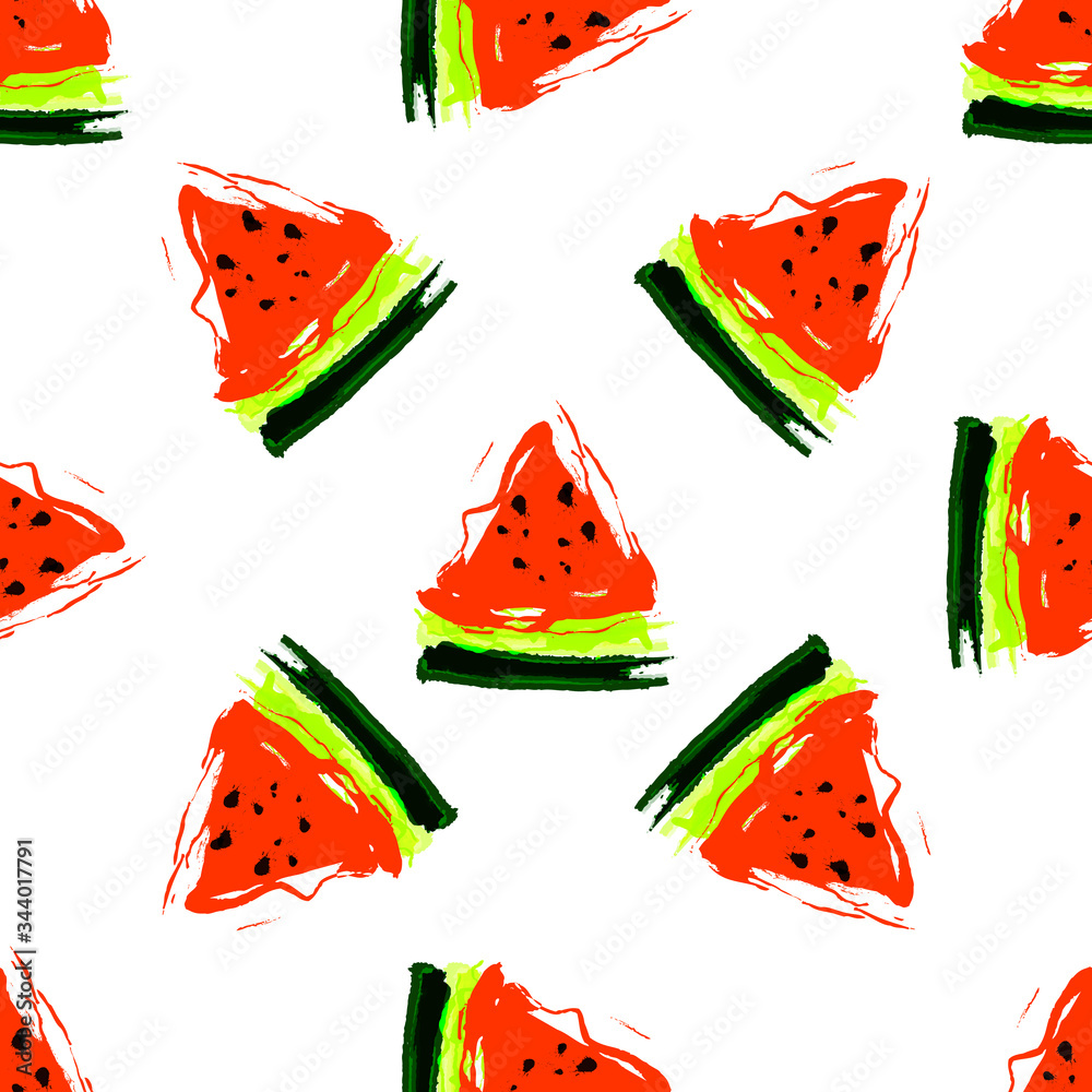 Seamless pattern vector illustration watermelon on white Seamless pattern vector illustration watermelon on white