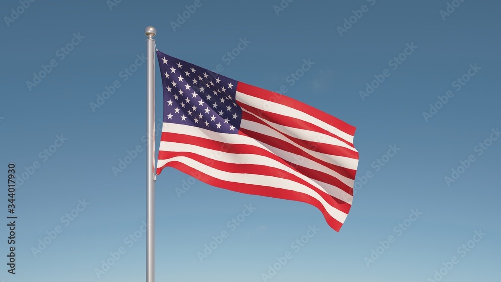 american flag on blue sky