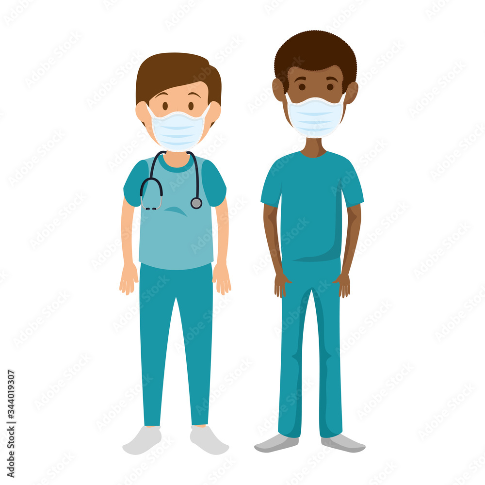 men paramedics using face mask isolated icon vector illustration design men paramedics using face mask isolated icon vector illustration design