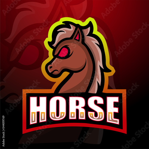Horse head mascot esport logo design