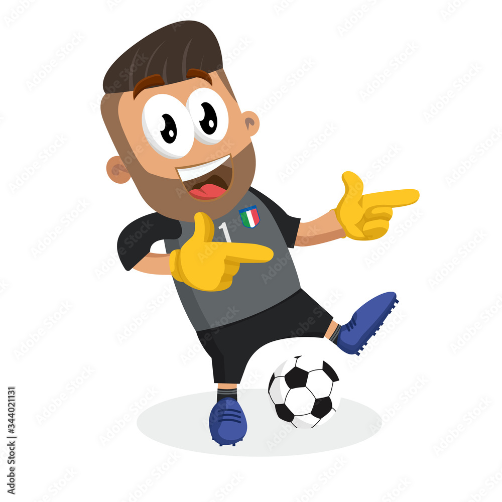 Italy national football team mascot and background Hi pose with flat design style for your logo or mascot branding