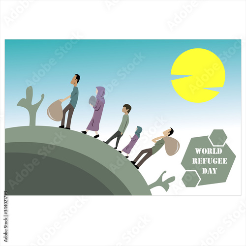 World Refugee Day Vector Illustration. Suitable for background, Greeting Card, Poster and Banner