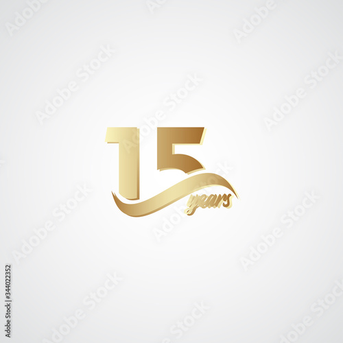 15 Years Anniversary Celebration Elegant Gold Logo Vector Template Design Illustration