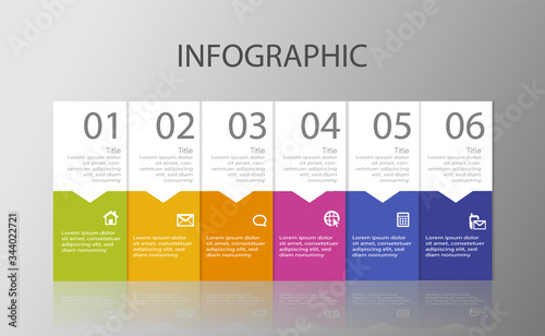 infographic list template element with icons. use for describing or showing workflow, task, timeline, process, information on slide presentation, poster, brochure, banner, etc.