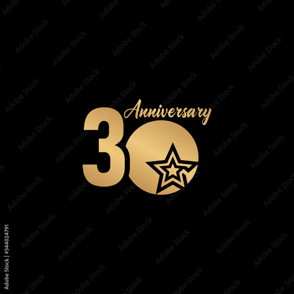Obraz premium 30 Years Anniversary Celebration Star Gold Logo Vector Template Design Illustration