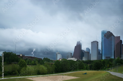 Thunderstorm is approaching the city of Houston. Texas, USA