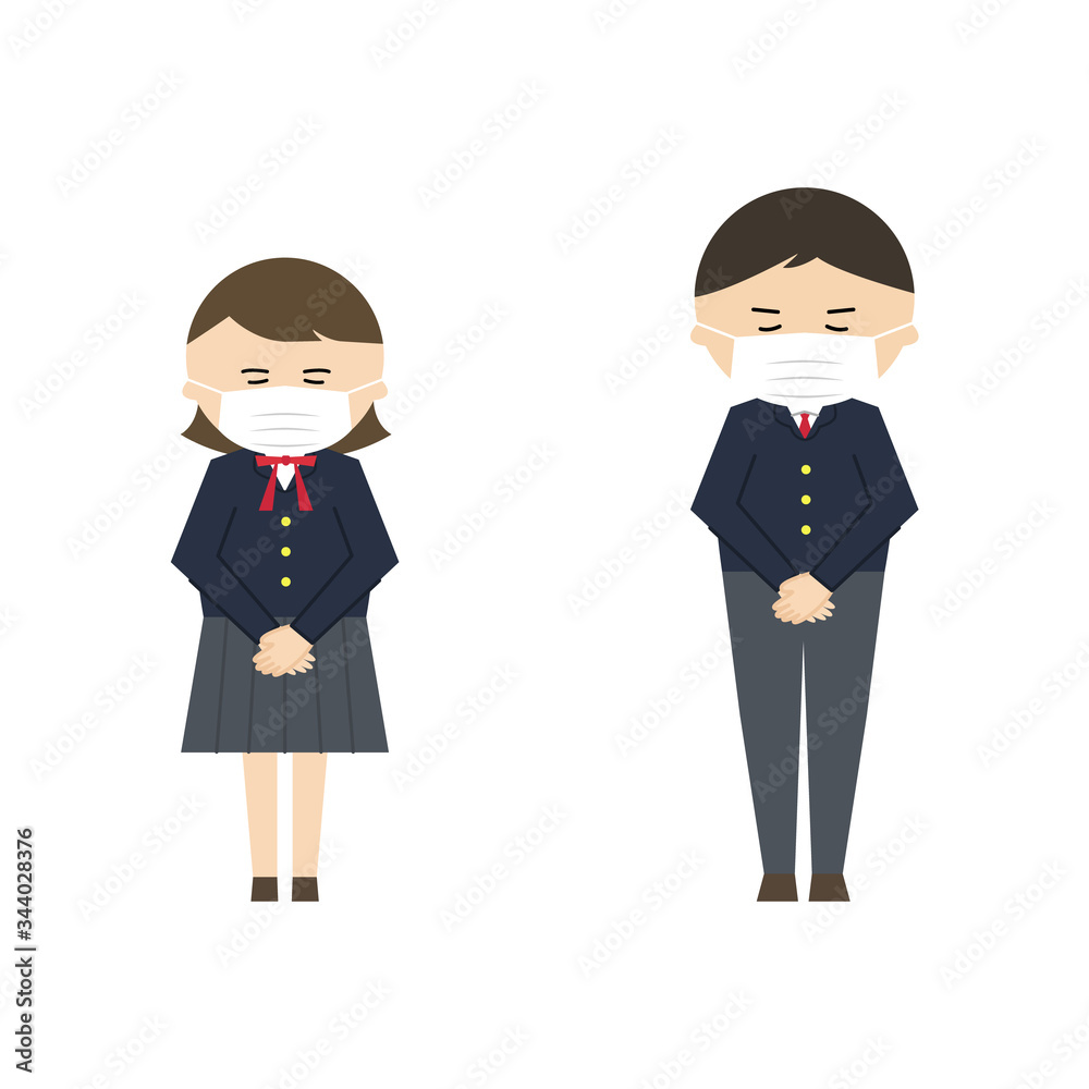 学生 お辞儀 マスク 学生 お辞儀 マスク