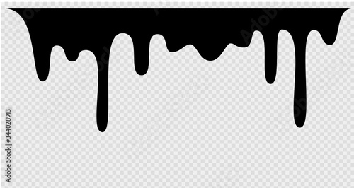 Black melt drips or liquid sauce drops. Black liquid or melted chocolate drips, current paint.