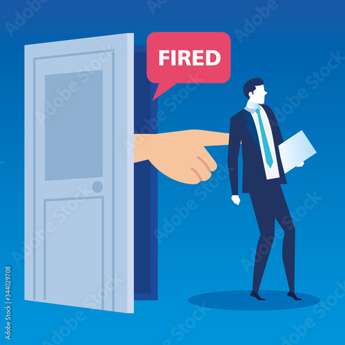 scene fired of businessman avatar character vector illustration design