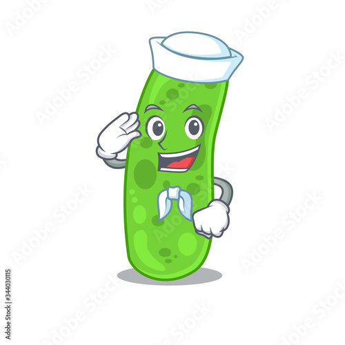 Sailor cartoon character of propioni bacteia with white hat