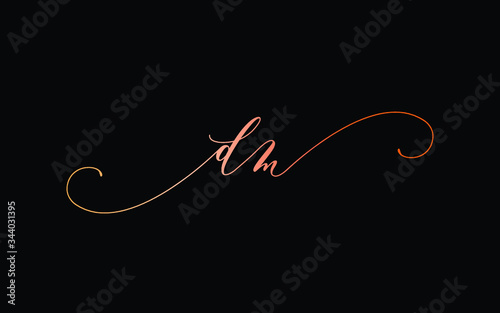 dm or d, m Lowercase Cursive Letter Initial Logo Design, Vector Template
